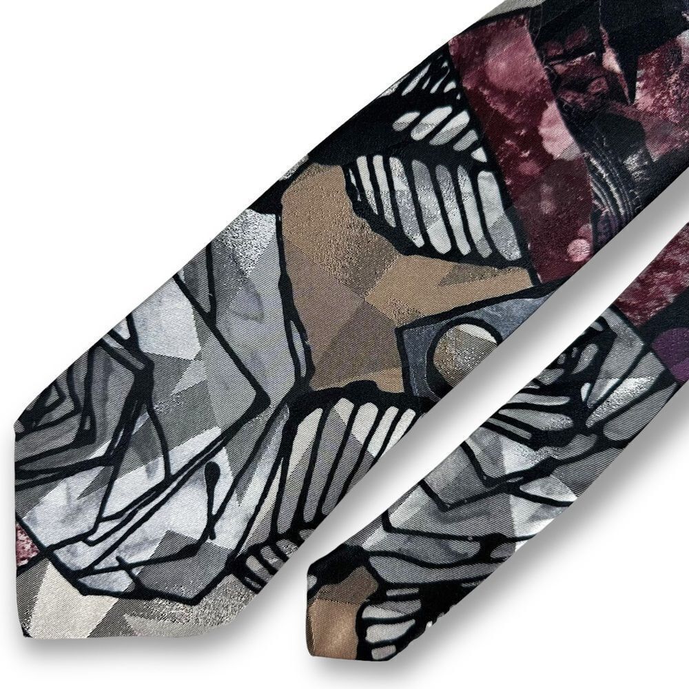 Dino Orsini gray and maroon art print tie‎